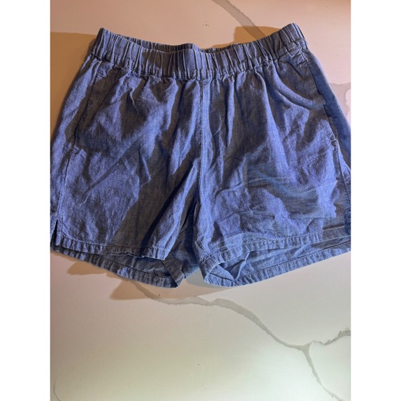Madewell Pants - Madwell Womens XS Blue Chambray Pull‎ On Elastic Waist Shorts with Pockets